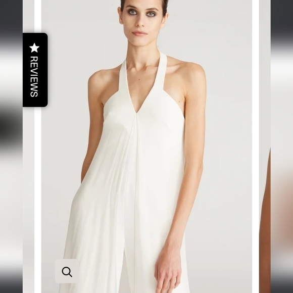 HALSTON Ori Crepe/Chiffon Halter Wideleg Jumpsuit NWT - Picture 2 of 16